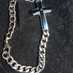 Must Pick Up Men's Cross Bracelet Stainless Steel 