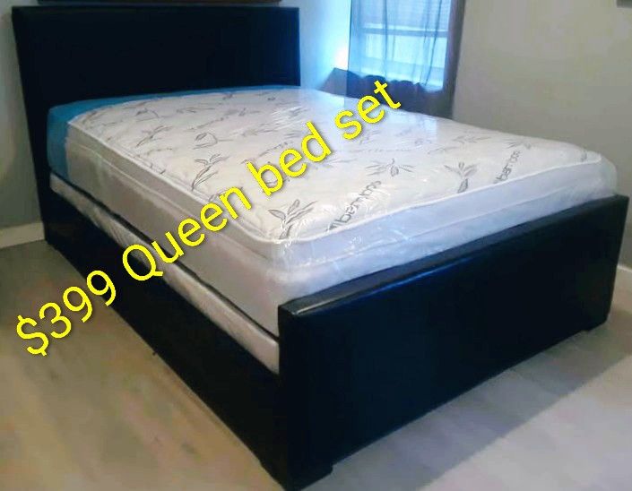 $399 Queen Bed Frame With Pillow Top Mattress And Box Spring Brand New Free Delivery
