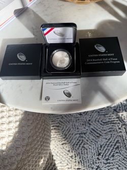 2014-P BASEBALL Hall of Fame proof commemorative silver dollar + box, case & COA