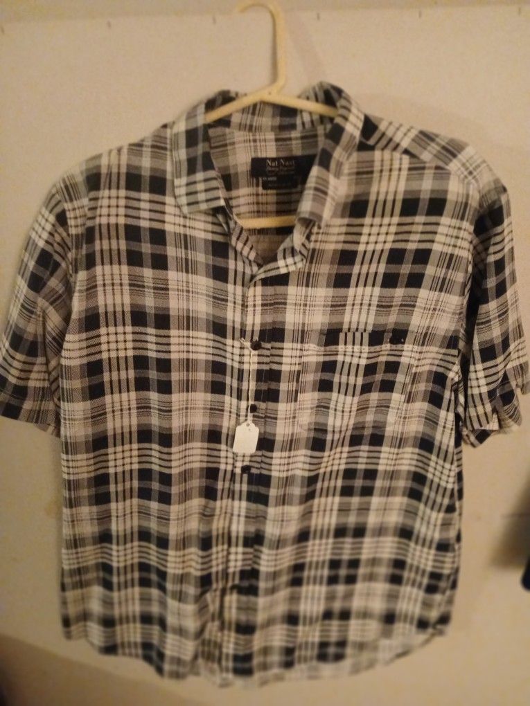 Nat Nast Luxury Originals Men's Short Sleeve Pocket Silk Shirt Size MEDIUM