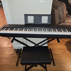 Yamaha Keyboard With Stand, Stool, And Foot Petal