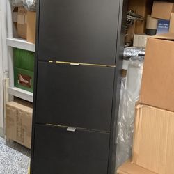 Black Tall Shoe Cabinet 3 Tier Slim Organizer 60” ( Read Description ) 