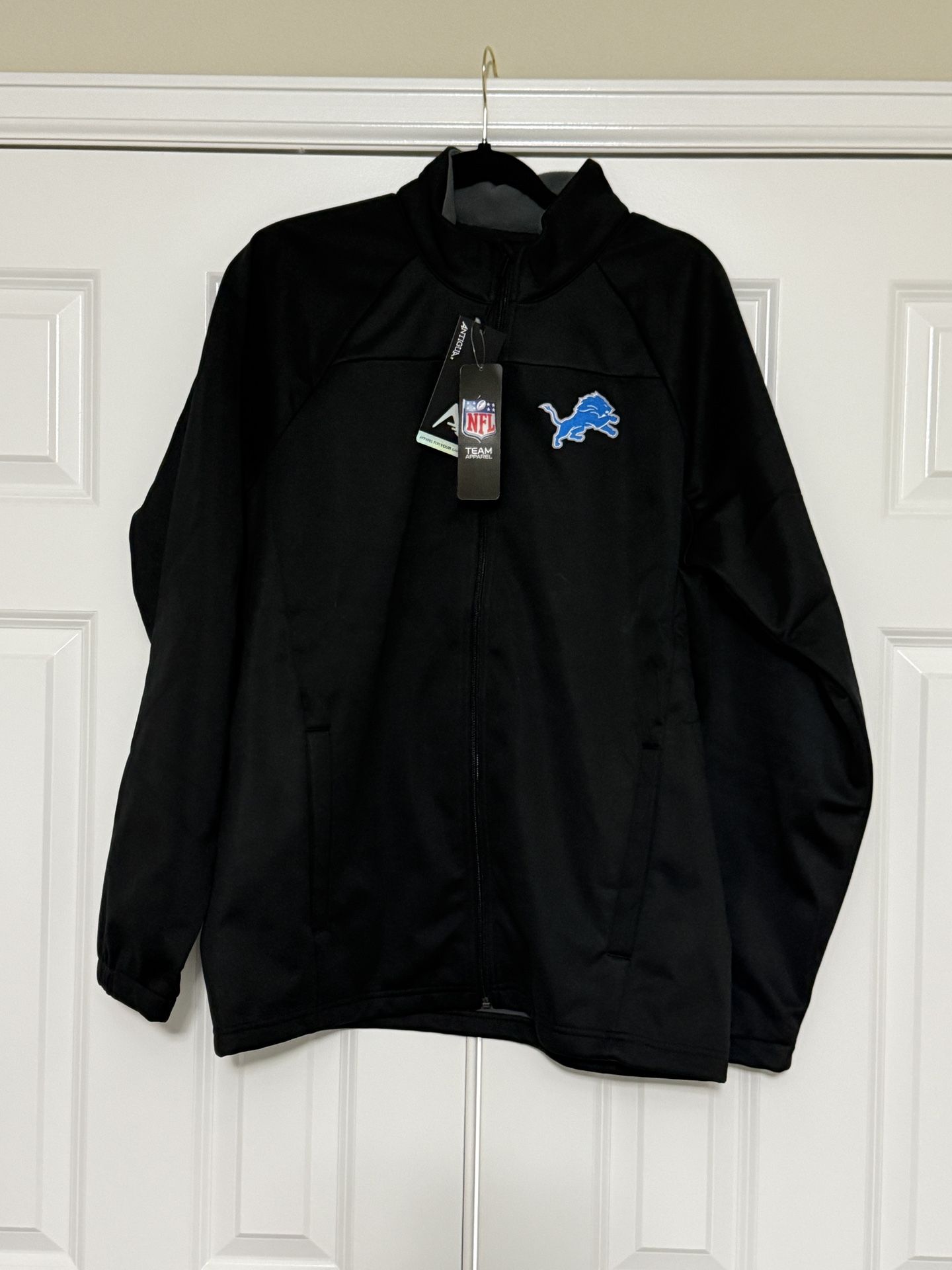 NEW w/TAGS Men's Antigua Black Detroit Lions Full-Zip Jacket LARGE