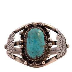 925 Sterling Silver Turquiose Cuff Bracelet 40g (PO1011974)