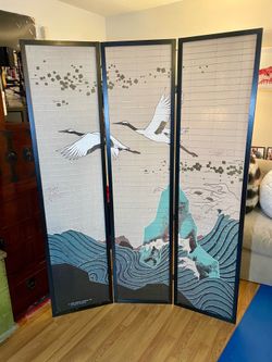 Vintage Marita Designs 1990 three section folding screen/divider. Excellent cond. as is pick up dlv