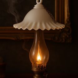 Antique 1900s White Milk Glass Ruffled Smoke Bell, 6x3.5”