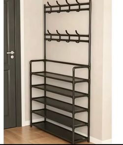 Brand New Entryway Shoe Rack + Coat Hanger (Still in Box)
