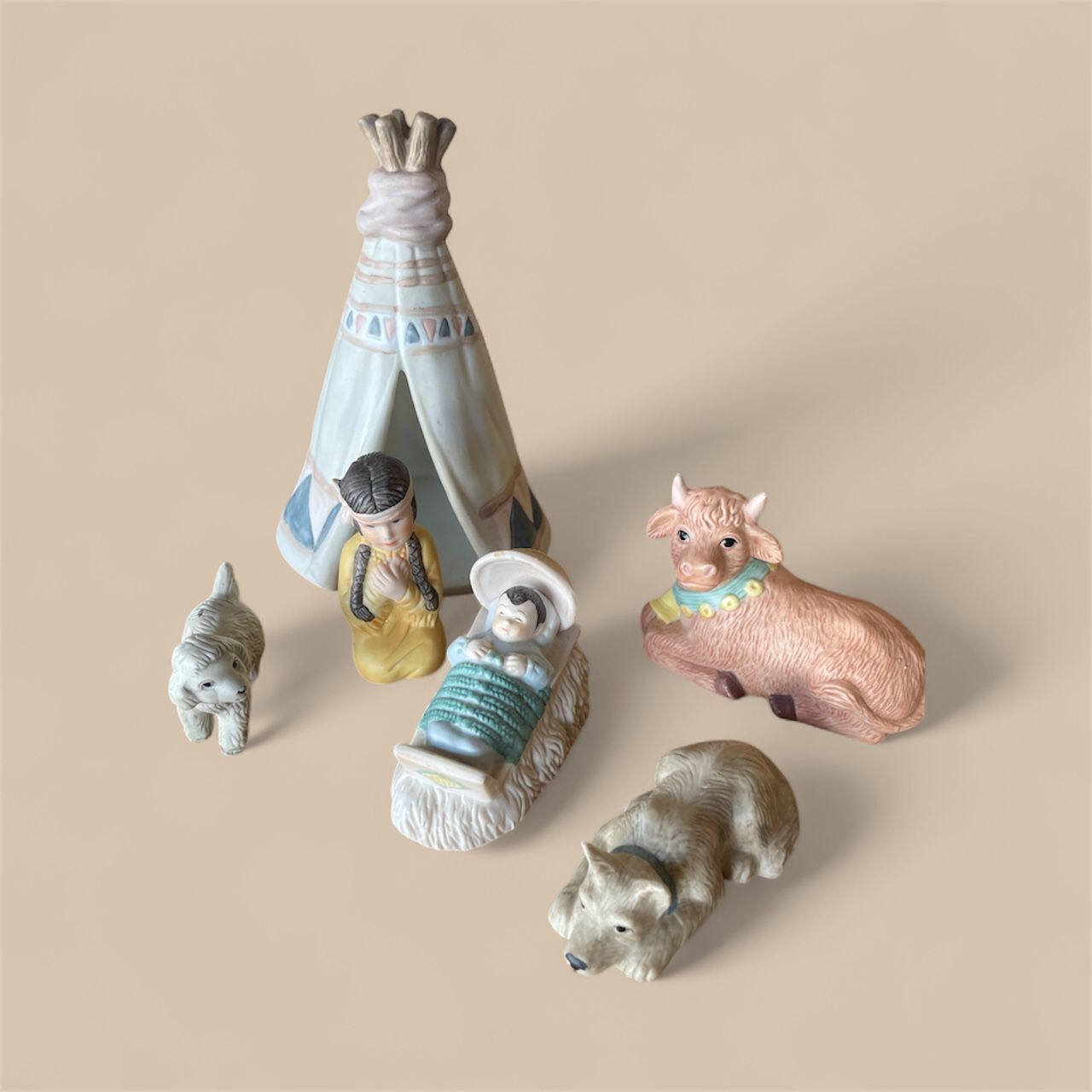 Vintage Native American Nativity Set