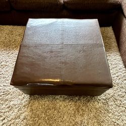Faux Leather Square Ottoman with Storage