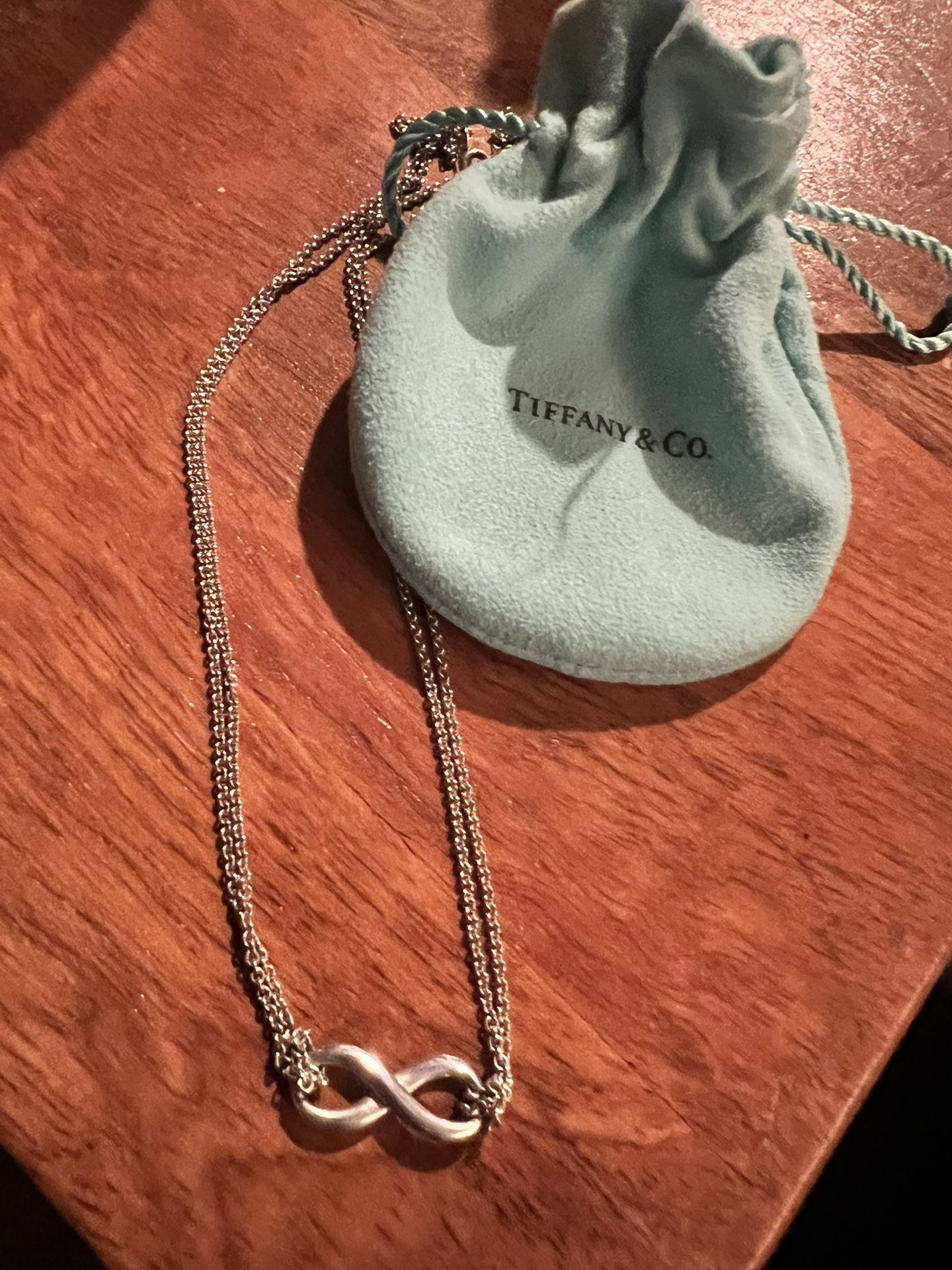 Tiffany Sterling Silver Double Chain Infinity Necklace