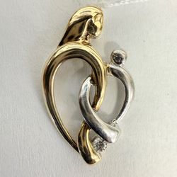10K Gold & Diamond Mom & Son Pendant