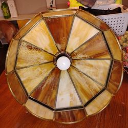 Vintage Stained Glass Swag Light 