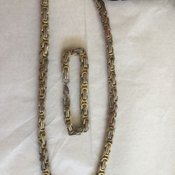 A Brand New Set Of Bracelet And Necklace Never Worn, Stainless Steel .