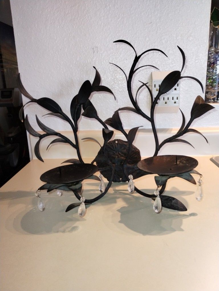 Black Metal Wall Sconce Candle Holders