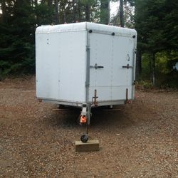 14" Enclosed Snowmobile Trailer Up guarded 15" Whelles, Drive Thru, Rear Drop Ramp, Front Drop Ramp,, Sidorr Entery For Isy Fueling, New ,Spare Tire, 