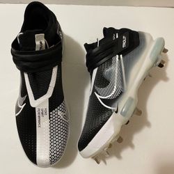 NIKE FORCE ZOOM TROUT 7 WHITE/BLACK METAL BASEBALL CLEATS SIZE 9