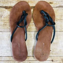 Jeffrey Campbell Black Leather Thong Sandals Size 6