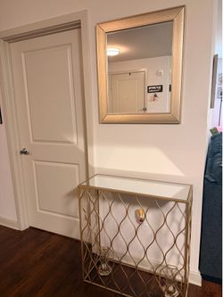 ✨ Gold Mirrored Entryway Console Table + Matching Wall Mirror ✨