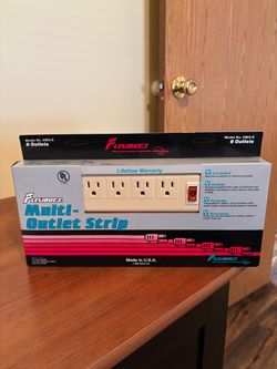 Flexiduct 6 foot multi purpose 6 outlet power strip