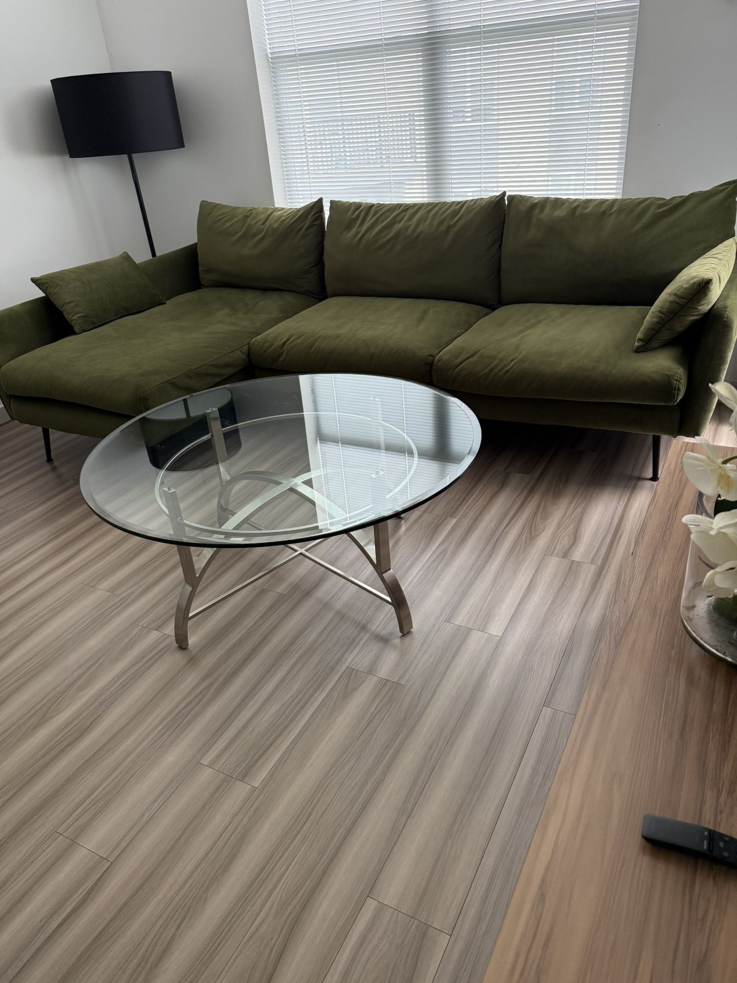 Olive Velvet Sectional Sofa