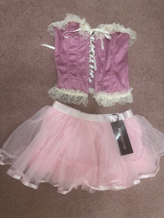 New Medium Pink Princess Fairy Renaissance Corsets Dress Skirt Dolls Kill Sugar Thrills