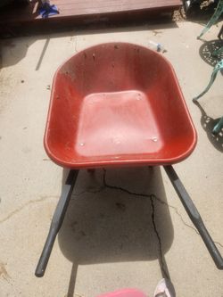 Red Plastic Wheelbarrow Tray with Steel Handles