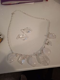 Crystal Charm Necklace and Earring Set