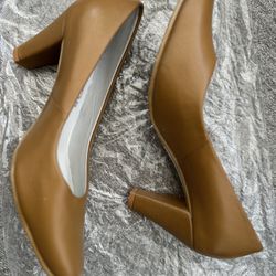 Leather Natural Pump Heels 