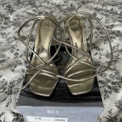 Metallic Ankle Strap Sandals Heels 8