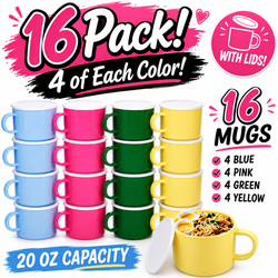 Plastic 20 oz mugs-set of 16 with lids