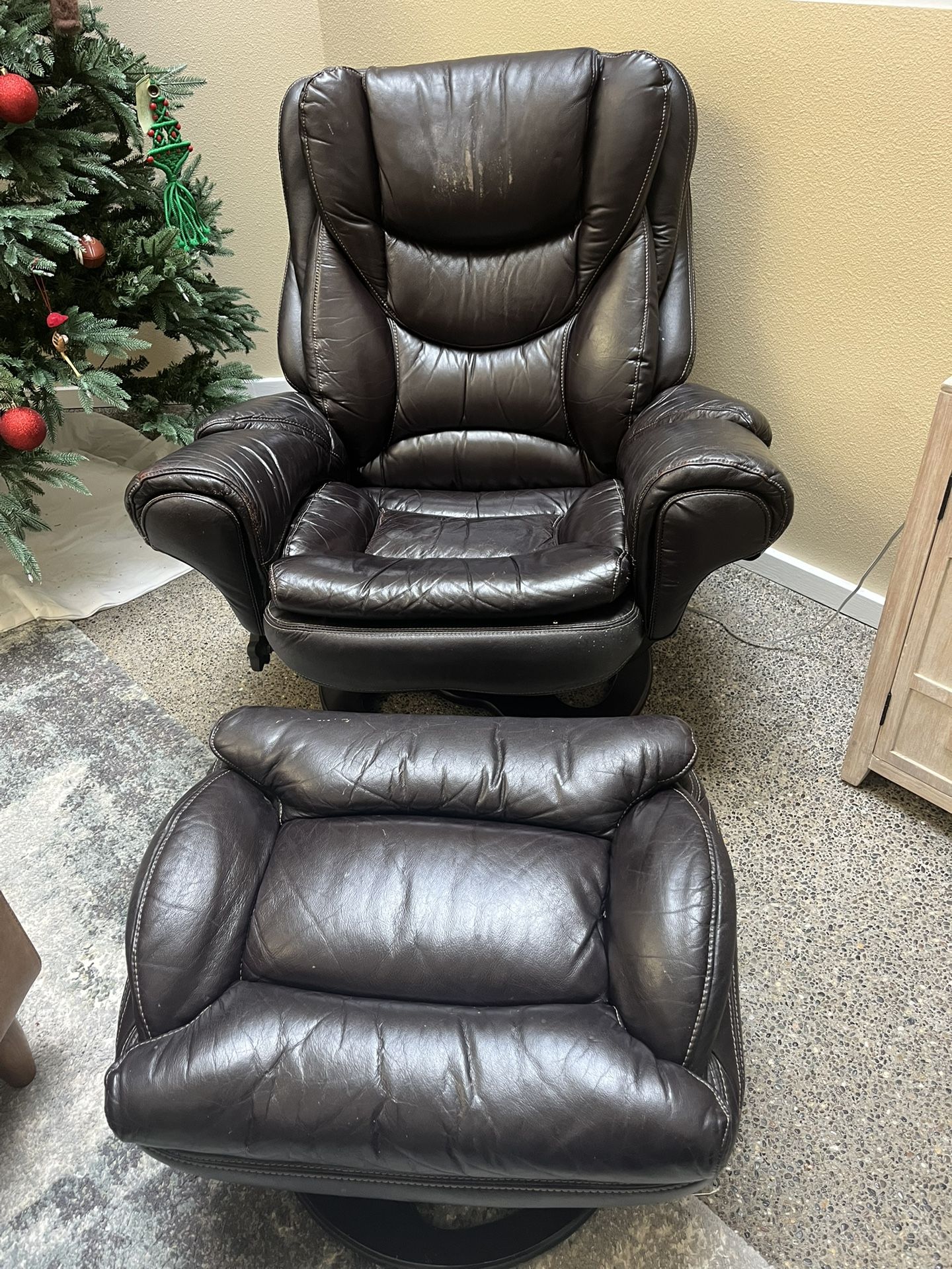 Reclining Leather Chair and Ottoman
