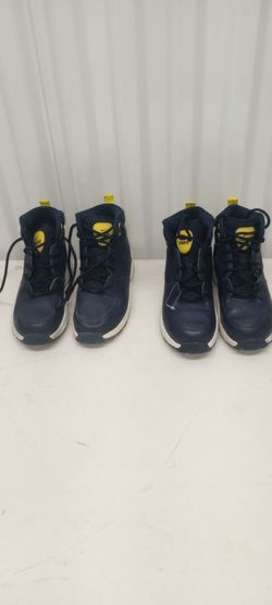 2 Pairs Nike High-Top Sneakers Navy Blue and Yellow Size 2 & 3