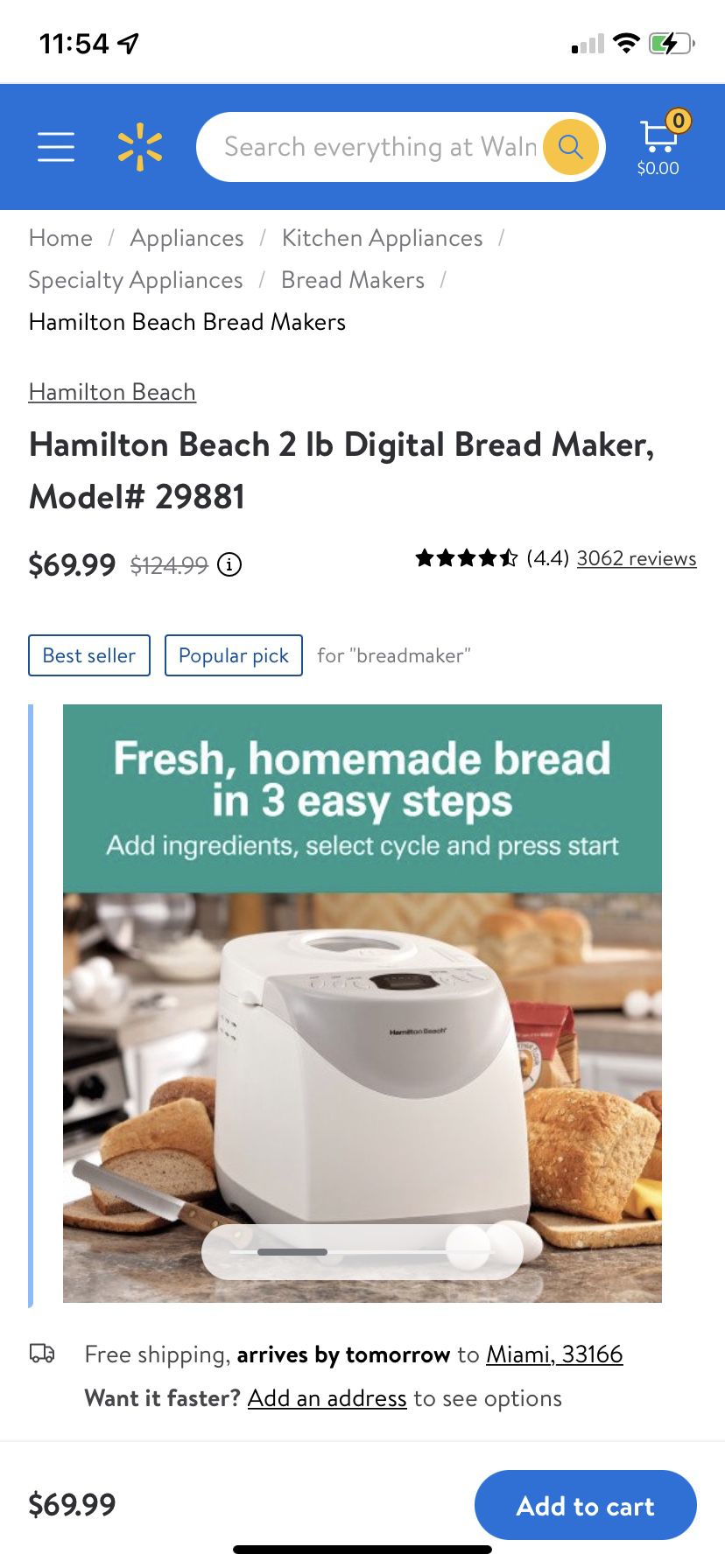 Hamilton Beach 29881 2-Pound Bread Maker, White