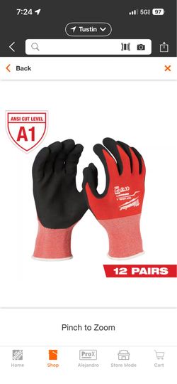 Medium Red Nitrile Level 1 Cut Resistant Dipped Work Gloves
