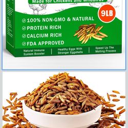 9LB Dried Black Soldier Fly Larvae Treat for Chicken, 100% Natural Non-GMO More Calcium Than Dried Mealworms High Protein Chicken Feed for Birds, Duck