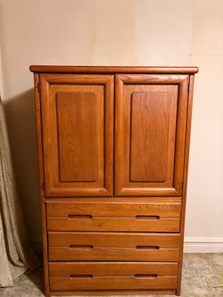 Vintage Solid Wood Gentleman’s Chest / Wardrobe Dresser