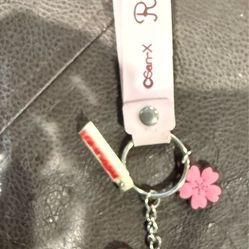 San-X Rilakkuma Sakura Rubber Keychain Pink Strap Cherry Blossom Charm Kawaii