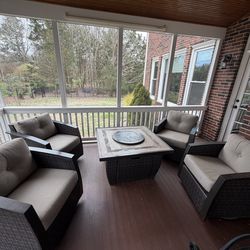 Costco conversation set with fire pit