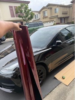 Vinyl roll red satin chrome