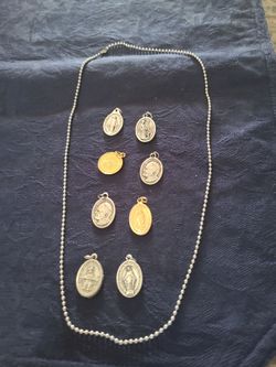 Catholic Religious Medal Charms with Ball Chain