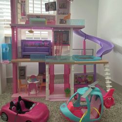 Barbie dream house, Helicopter and barbie car