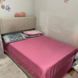 Light Beige Bed Frame And Mattress 