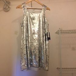 Alice + Olivia Silver Sequin Dress