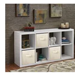 Bookcase, Bookshelves, Display , White, 8 Cubes 