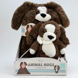 Little Miracles Plush Puppy Dog Animal Hugs Hooded Baby Blanket 30"x36" & Toy