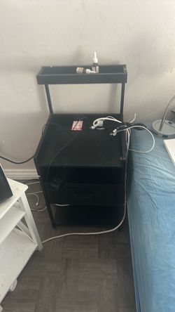 Black 3-Shelf Nightstand Side Table
