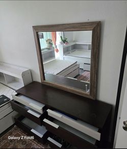8-Drawer Dresser with Large Mirror - Dark
Brown