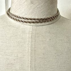 Silver/gold Tone Twisted Long Chain Necklace 