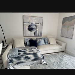 Mckenzie White Fabric Left Chaise Sectional