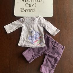 American Girl 18" doll outfit purple butterfly top with purple rolled capri pants